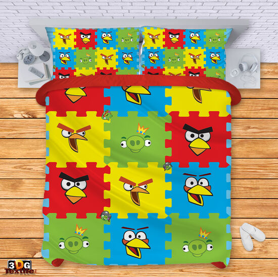 Ágynemű szett Angry Birds puzzle