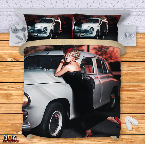 Ágynemű szett Vintage car pretty girl