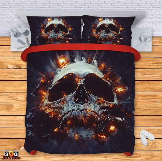 Ágynemű szett Flaming skull 2