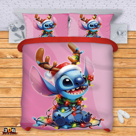 Ágynemű szett Stitch Christmas pink