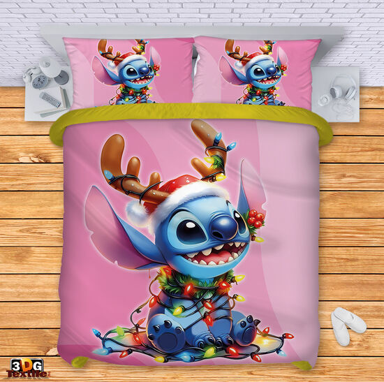 Ágynemű szett Stitch Christmas pink