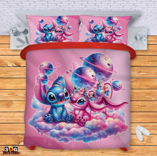 Ágynemű szett Stitch In love pink