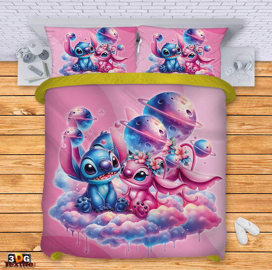Ágynemű szett Stitch In love pink