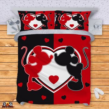 Ágynemű szett Mickey and Mini Black Red
