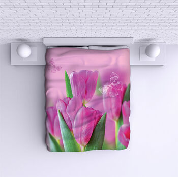Ágytakaró Tulips with butterflies