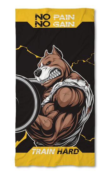 Strandtörölköző No pain no gain Pitbull