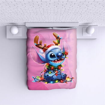 Ágytakaró Stitch Christmas pink