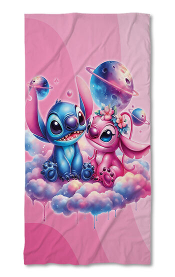 Strandtörölköző Stitch In love pink