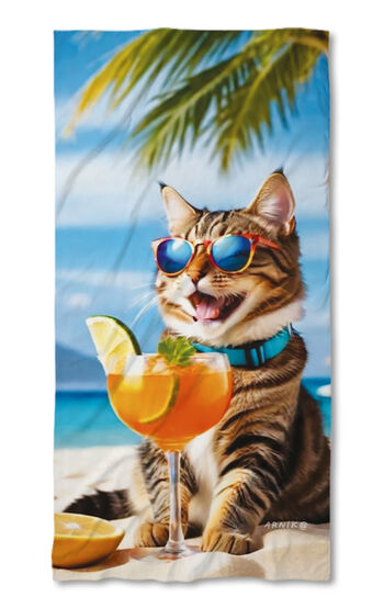 Strandtörölköző Cat with a cocktail