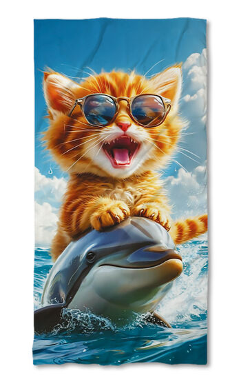 Strandtörölköző Cat and dolphin