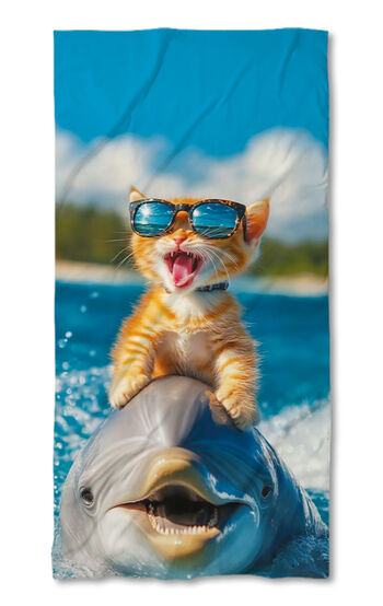 Strandtörölköző Cat and dolphin 2